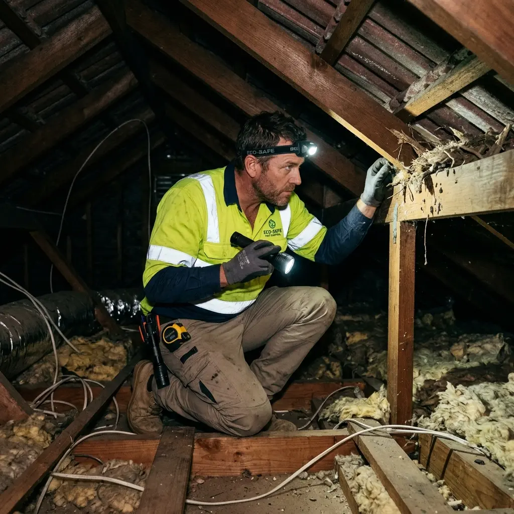 Technician using detection equipment to locate a dead rat inside a Chadstone wall cavity